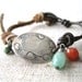 Whispers - VIntage Sterling Silver Pendant with distressed leather - Wrap Bracelet - Boho Western Jewelry - Country Cowgirl