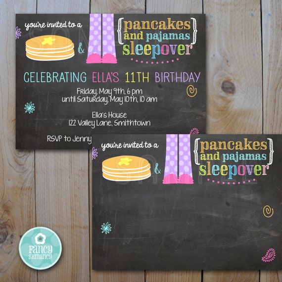 Pancakes And Pajamas Sleepover Invitation By Fancyshmancynotes Pancakes And Pajamas Invitation Template