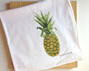 Deluxe pineapple flour sack tea tow el, colorful, elegant fruit dish ...