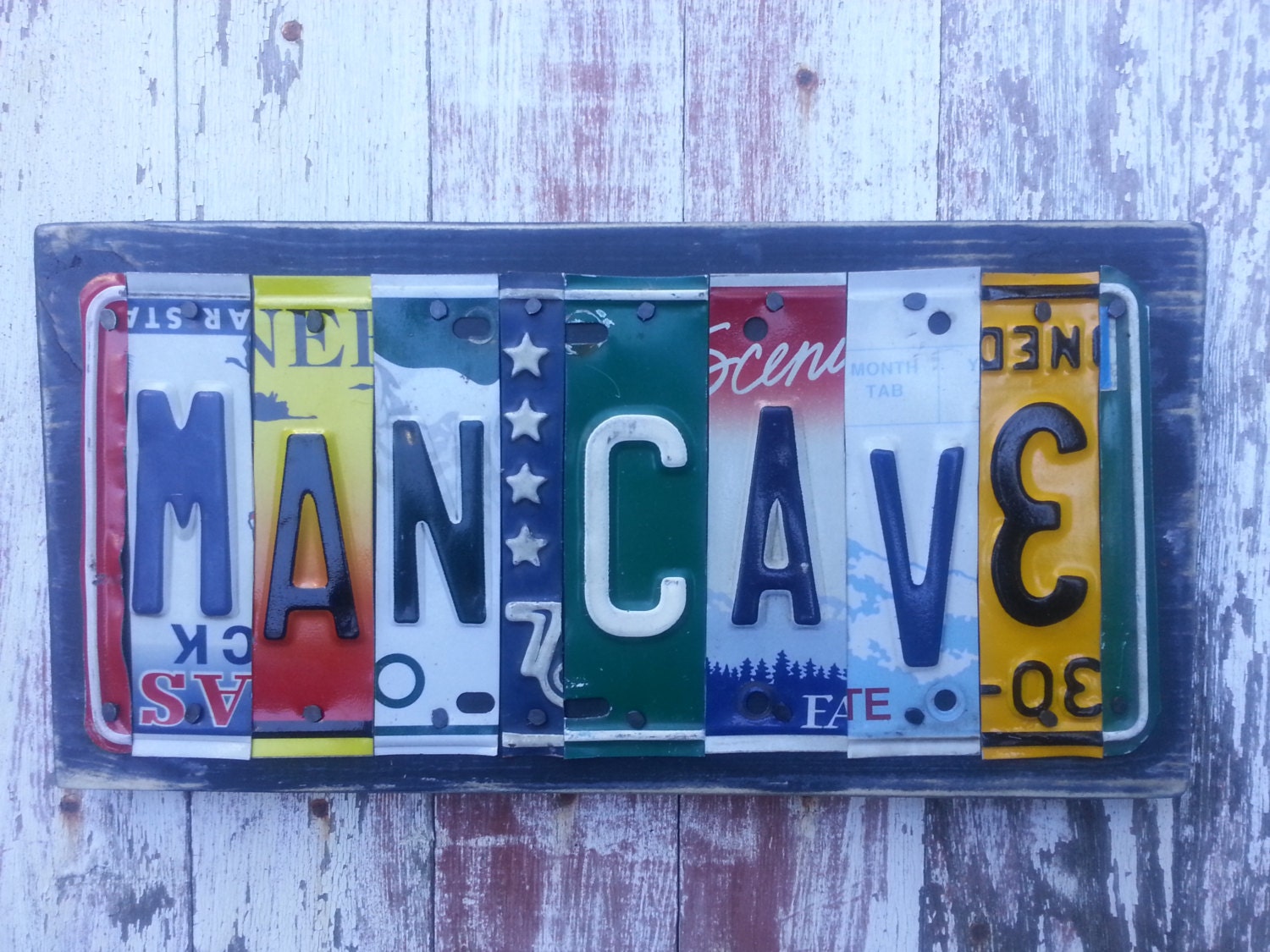 man-cave-7-letter-license-plate-sign-name-by-recycledartco-on-etsy