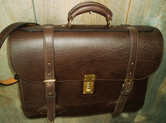 Items similar to Handmade American Bison Leather Briefcase on Etsy