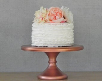 12" Wedding Cake Stand Cupcake Pedestal Rose Gold Copper Rustic Wedding Decor By E. Isabella Designs. As Featured In Martha Stewart Weddings