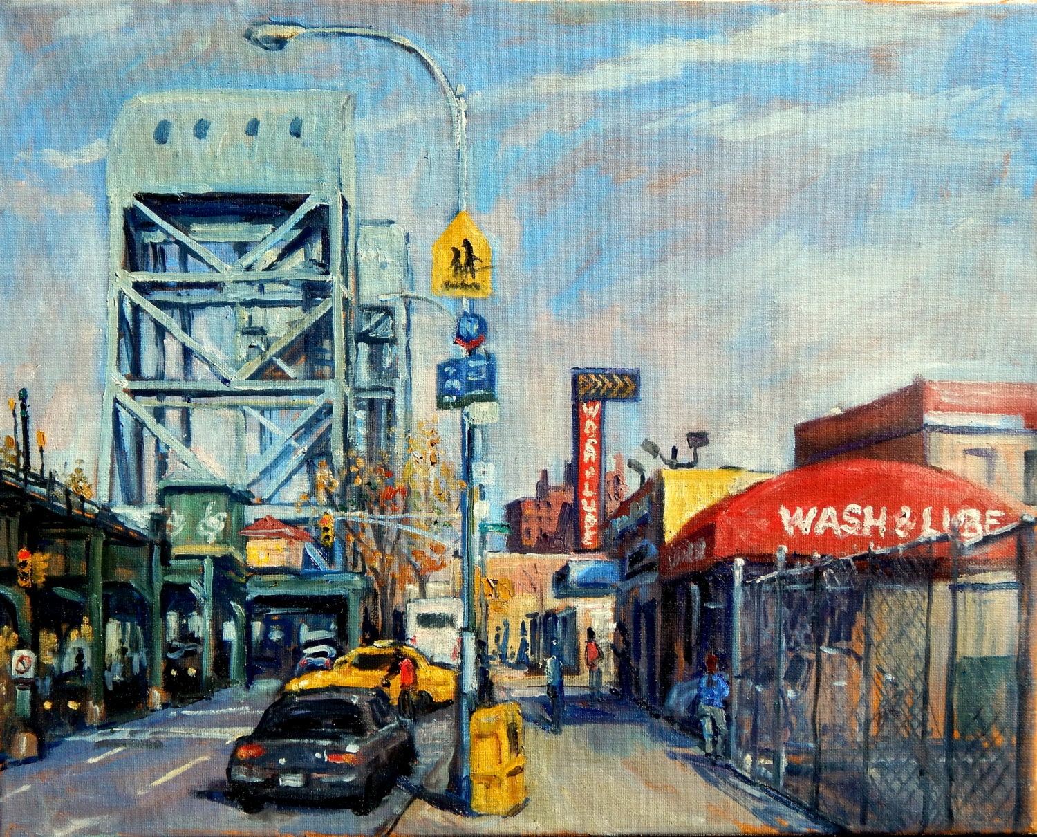 Broadway Bridge and Car Wash Inwood NYC. 16x20 New York City