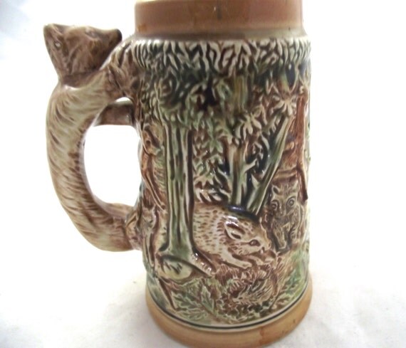 Bronx Zoo Stein Vintage Souvenir Ceramic Mug with Bear Shaped