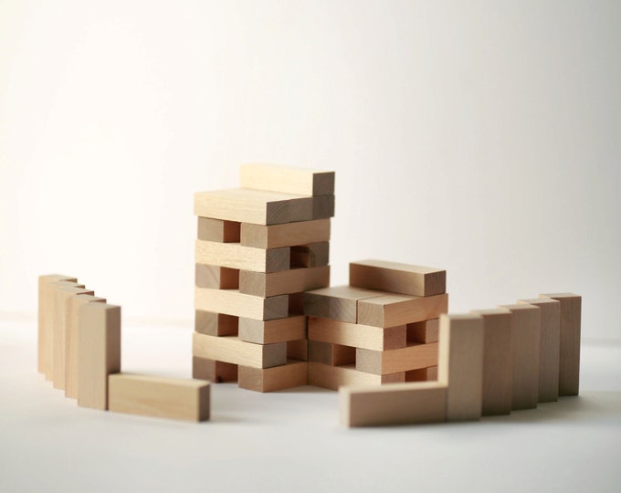 Set of 40- Wooden Blocks- Home school, Math, Montessori Learning (Birch) 1/2 x 3/4 x 2-1/4 inch