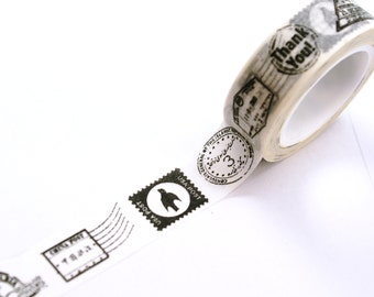 Washi tape - Passport and postage stamps on white Masking Tape-11 Yards