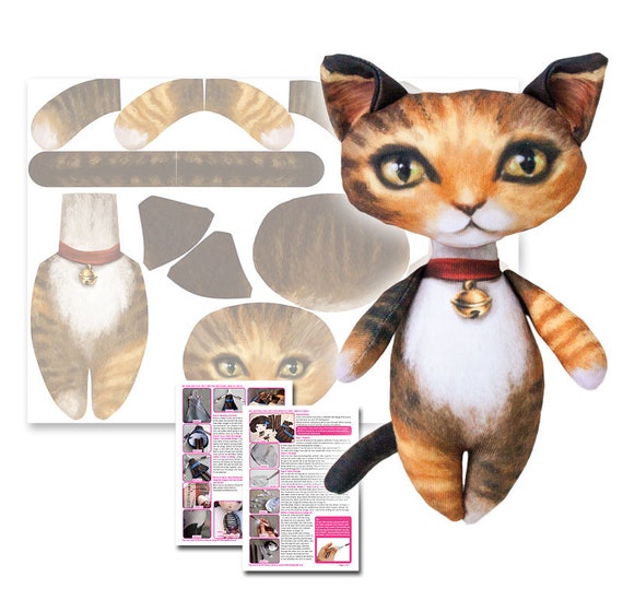 Franky Printed Fabric Cat Cloth Doll Pattern Sewing Kit