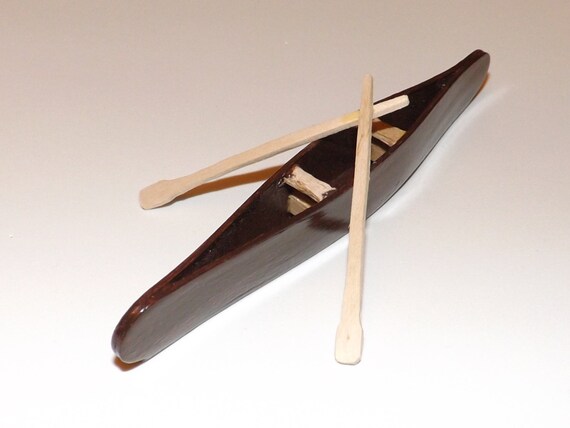Wood canoe miniature display art, wood art,wood minature art,nick nack 