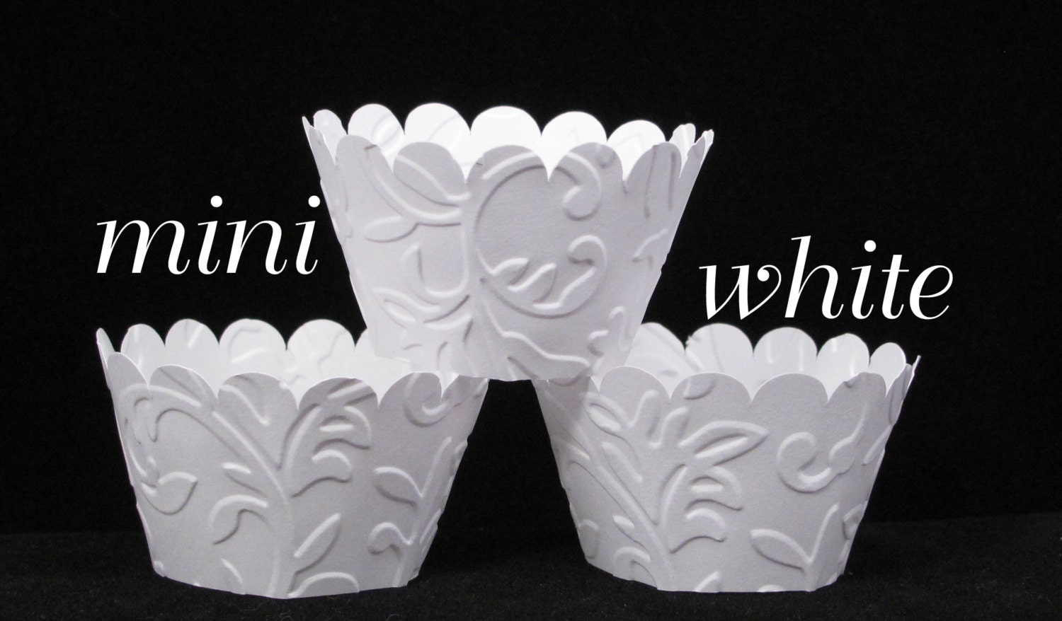Wedding Embossed Cupcake Wrappers in Mini by MaryJosPartyPicks