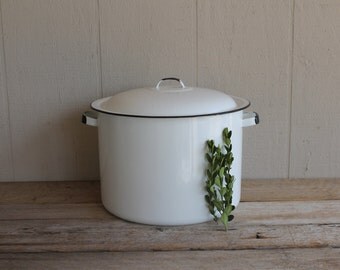 Popular items for white enamelware pot on Etsy