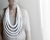 white statement necklace, big knitted necklace, Paris fashion,Winter Accessories, For her