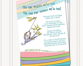 Oh the Places You'll Go - Dr. Seuss Baby Shower Invitation