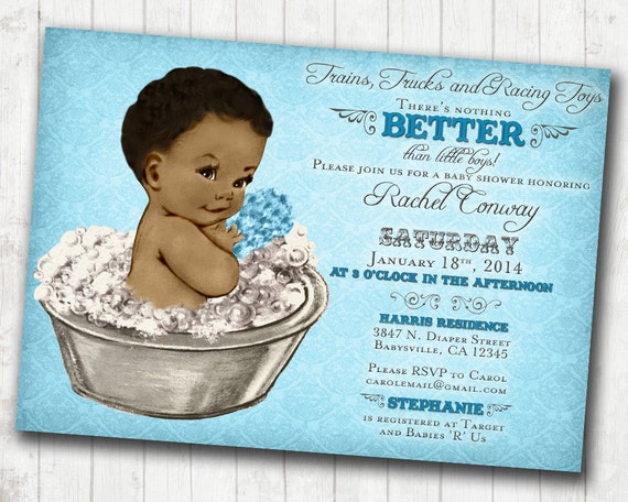 African American Baby Shower Invitations Boy 7
