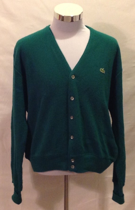 Men's Vintage Lacoste Green Cardigan Button Down Large