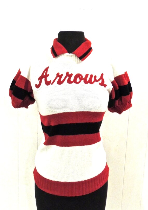 vintage cheerleader sweater 1960s Arrows by mkmack on Etsy