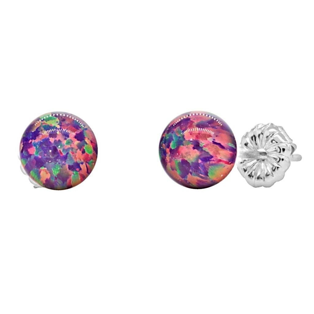 6mm Australian Royal Lavender Opal Ball Stud Post Earrings