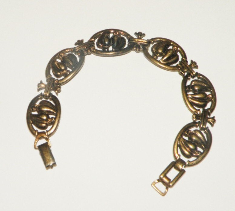 Vintage Gold Filled leaf bracelet 12k GF by Eosophobish on Etsy