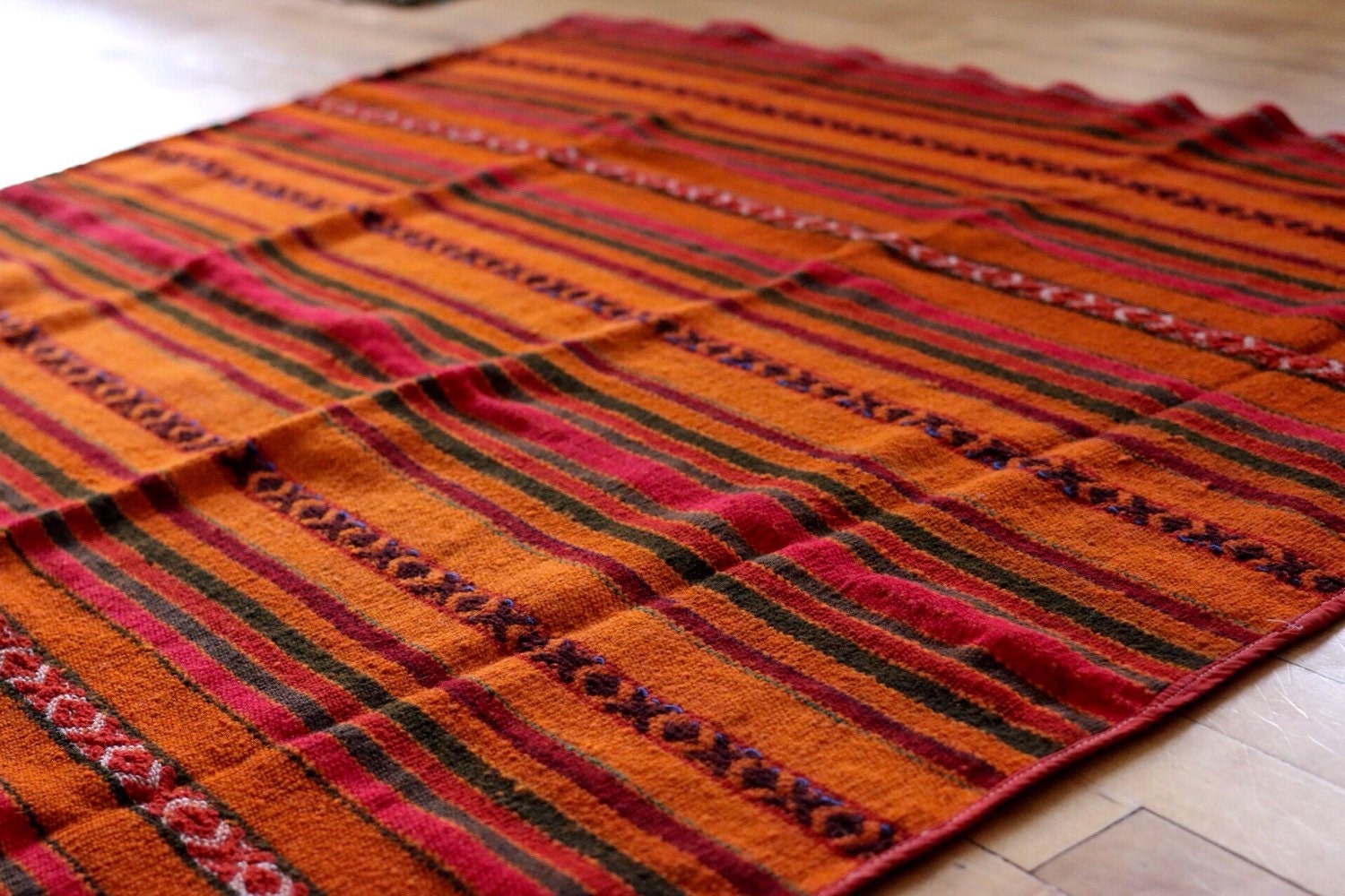 Vintage Peruvian textile blanket by housepearlbuilt on Etsy