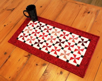 Red Pinwheels Quilted Table Runner