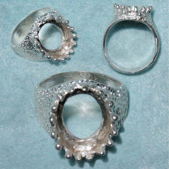 16x12 Oval Cabochon Heavy ring setting SIZE 10 Sterling SIlver