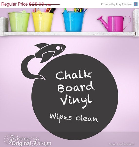 SAVE 5 Dollars Chalkboard with Spaceship Vinyl by Twistmo