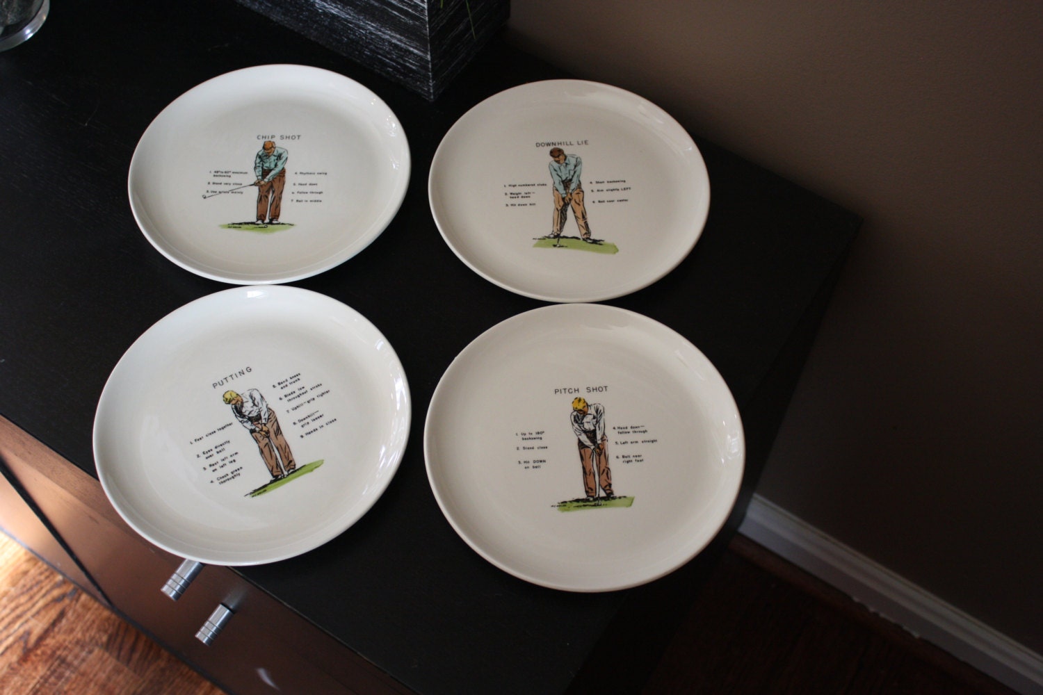 Vintage Unique Hand Painted Appetizer Plates by masvintage on Etsy