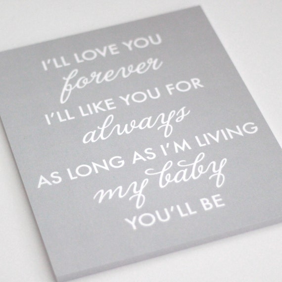 Typography Print I'll love you forever I'll like by ...