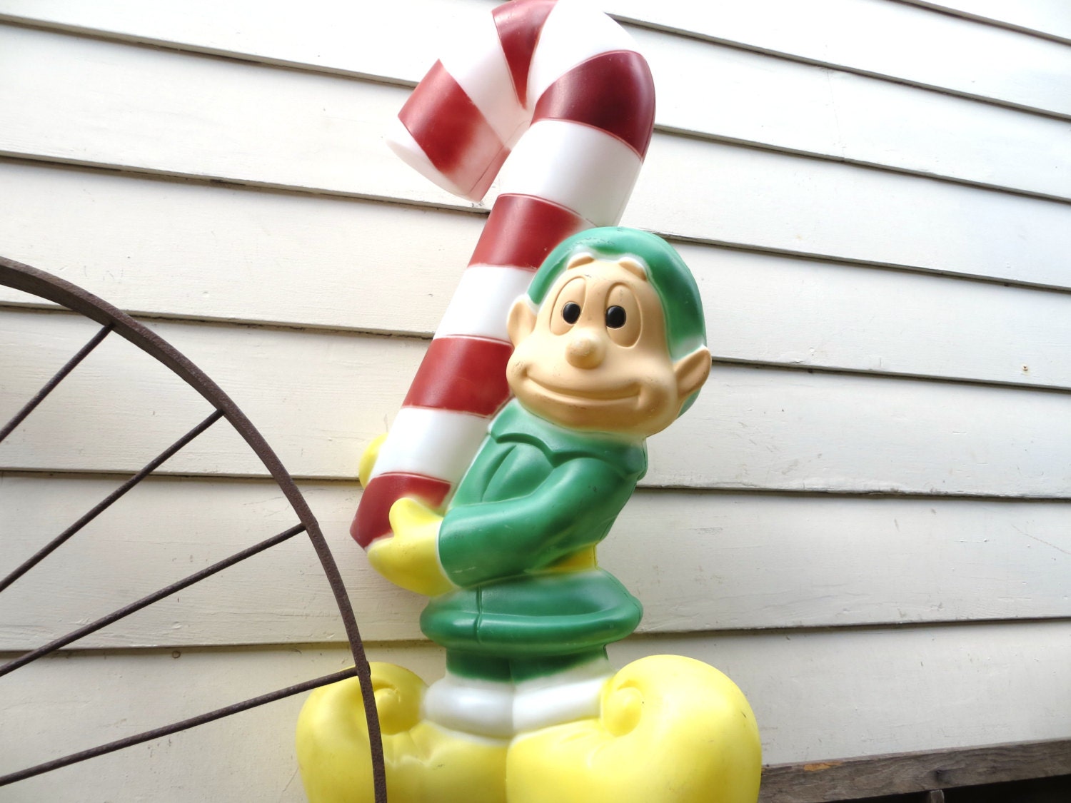 32 Christmas Elf Blow Mold with Oversize Candy by MerlesVintage