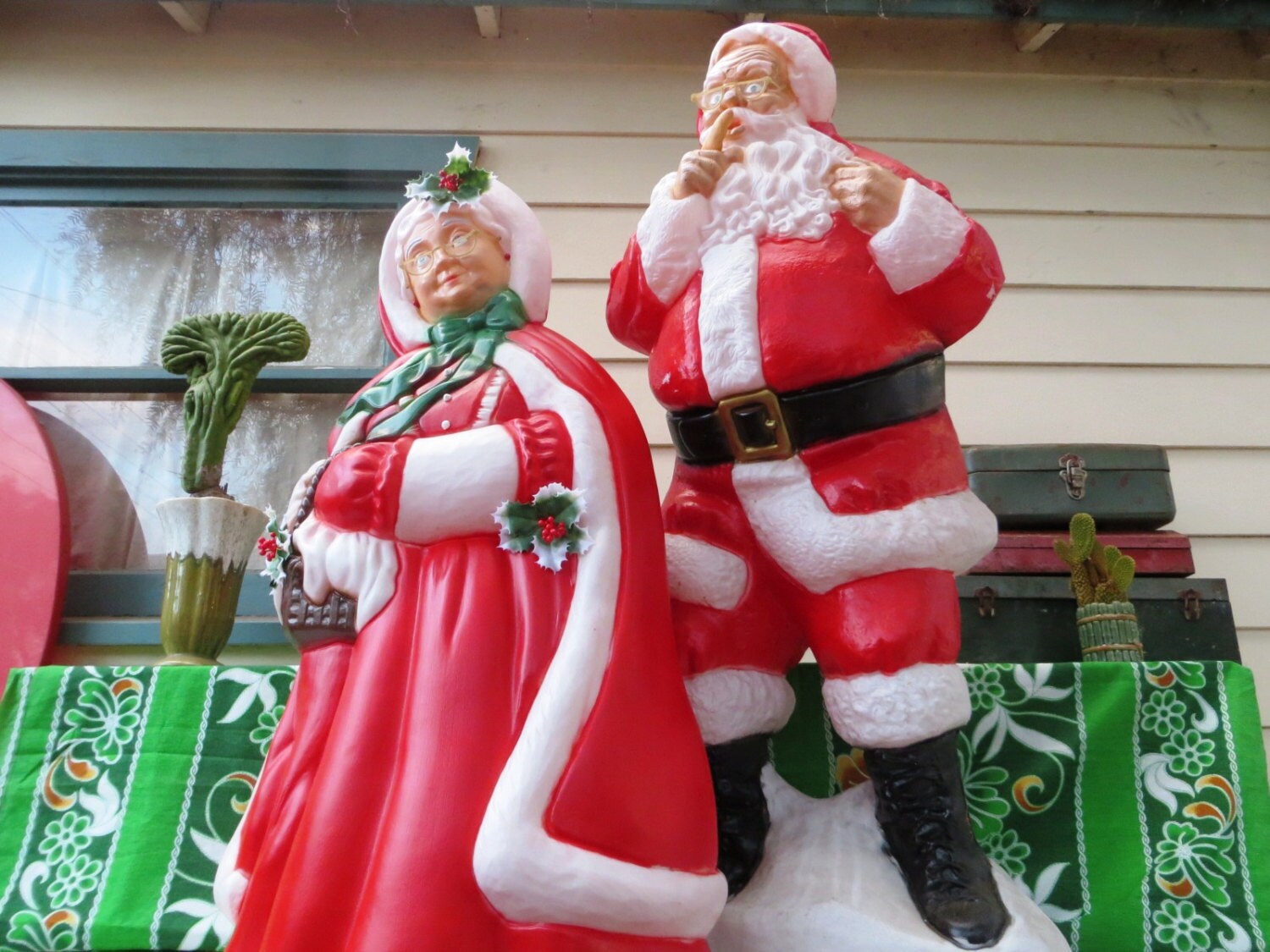 40 Mrs. Claus Christmas Blow Mold Large Red Green