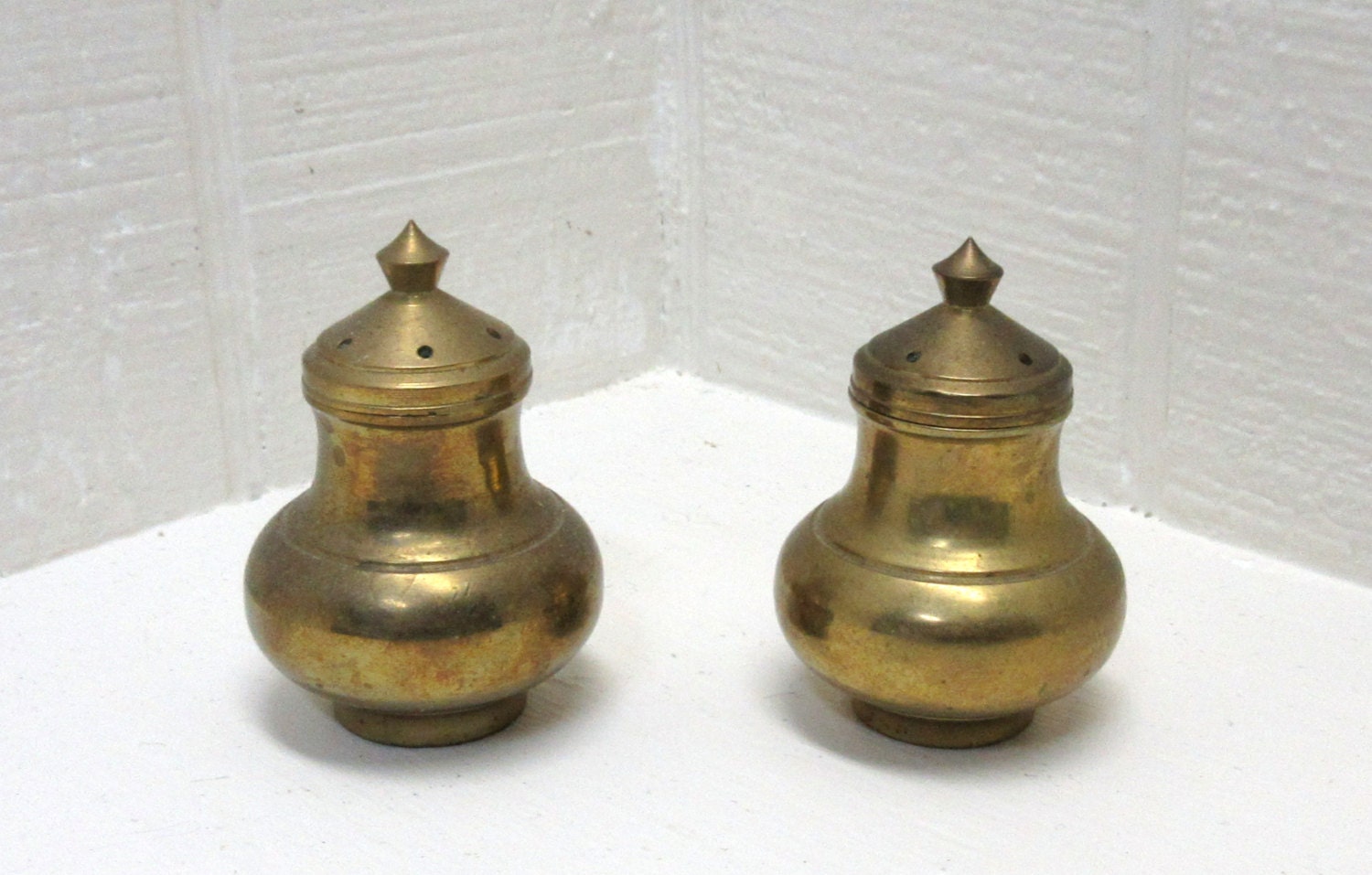 Vintage Brass Salt And Pepper Shakers by thejunkman on Etsy