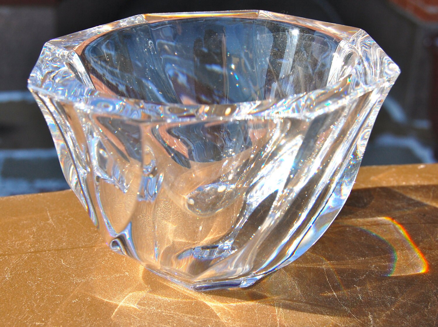 Vintage Orrefors heavy cut glass/crystal bowl. by hazelhome
