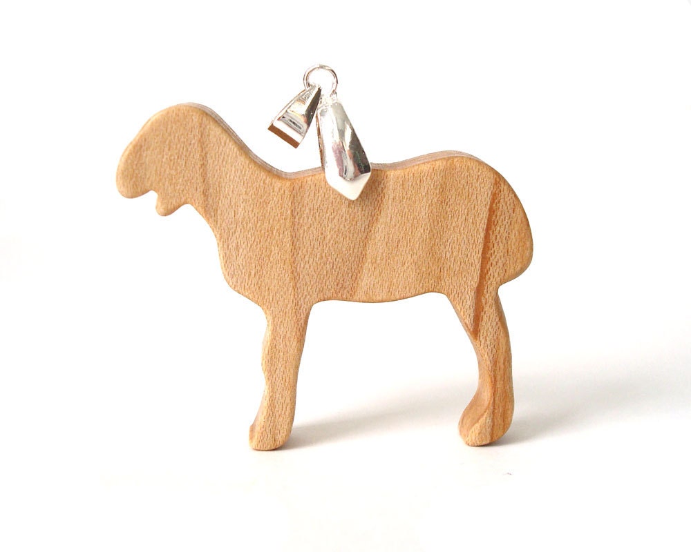 Goat Pendant Necklace Wood Scroll Saw Farm Animal Jewelry