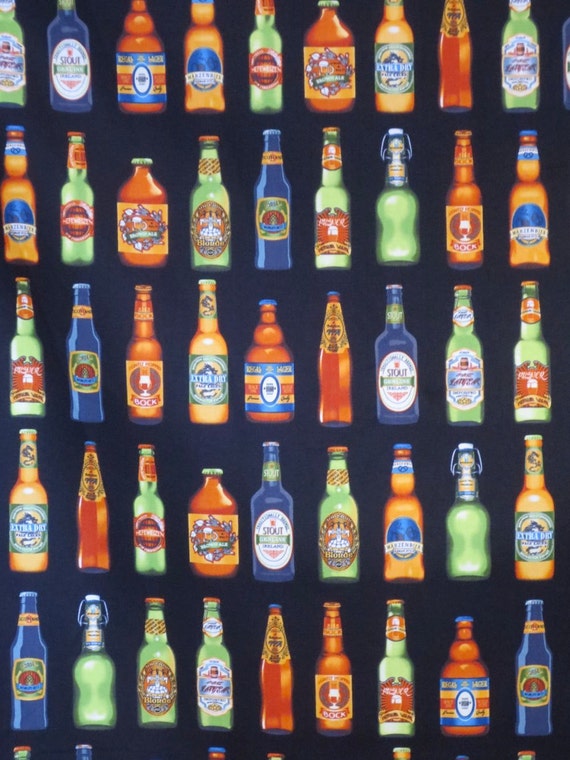 Cool Beer Bottle Print Pure Cotton Fabric from Robert