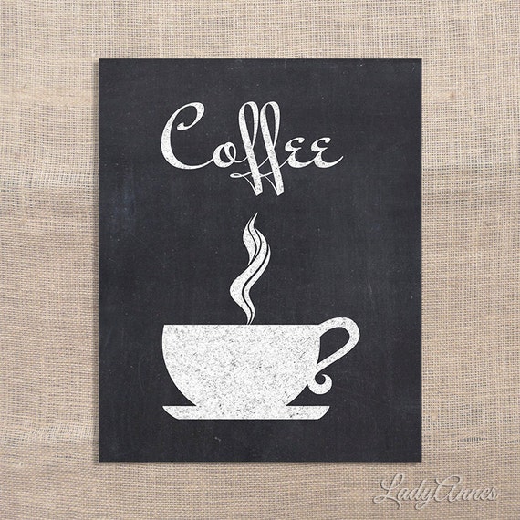 Chalkboard Coffee Printable 8x10 Digital Art Print By Laprintables