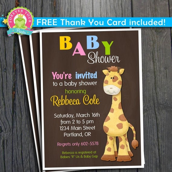 Baby Shower Invitation - FREE Thank You Card Included Il_570xn