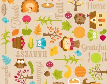 Riley Blake Happy Harvest C4030-BROWN 1/2 Yard Free Shipping Fabric for Quilting