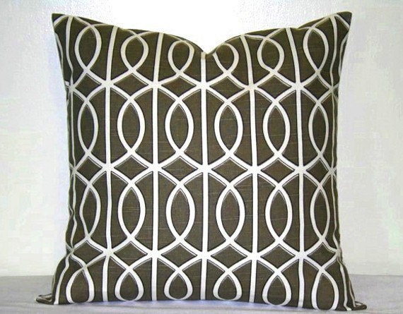 Brown and White Geometric Decorative Pillow 18 inch Throw
