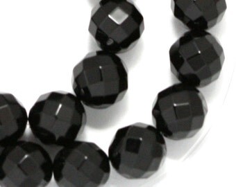 Black Onyx Beads - 10mm Faceted Round