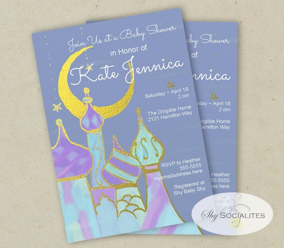 Arabian Nights Invitation Arabian Tales Baby Shower Moon