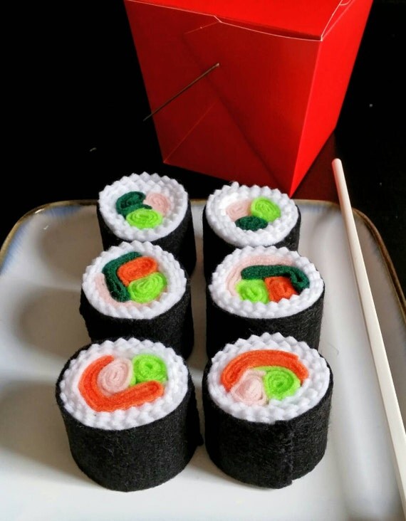 Felt play food sushi rolls