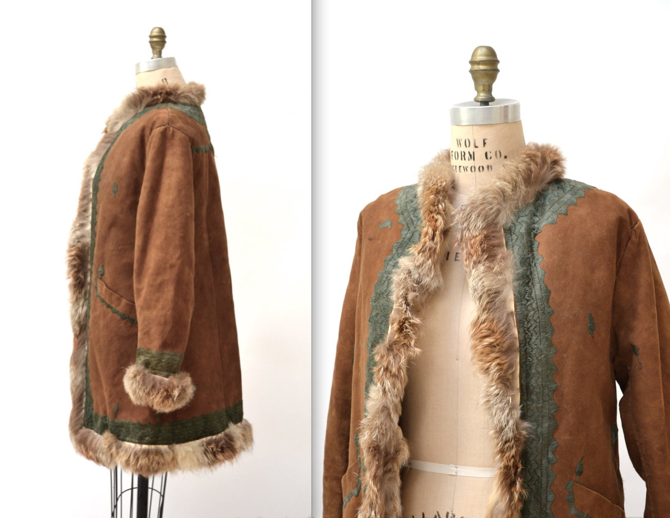 Vintage Embroidered Afghan Jacket Coat Small Medium// 70s