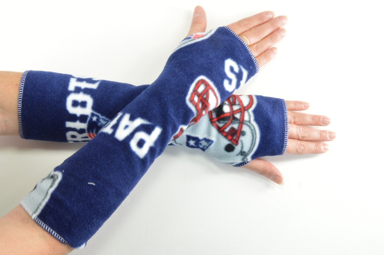Fingerless Hand Arm Warmers Fleece nfl football by twochixremix