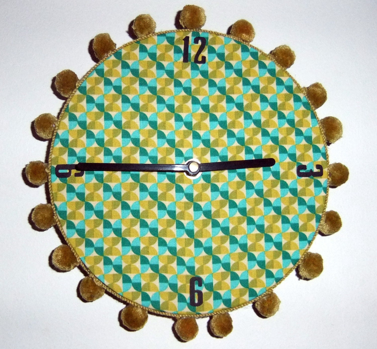Quirky fabric covered wall clock. Perfect kitchengirls