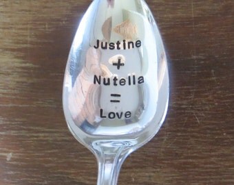 Nutella, Custom Spoon, Handstamped Spoon, Personalized Spoon, Ice Cream Spoon, Gift, Handstamped Ice Cream Spoon, Vintage Silver plate Spoon