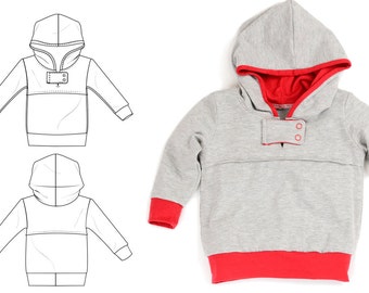 Kids rustic hoodie pattern // pdf download // snap tab // photo tutorial // 0M-6T // #35