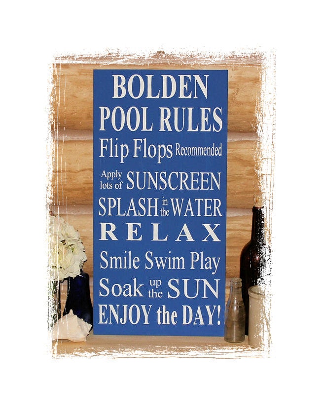 Personalized Pool Rules Wood Sign Outdoor by