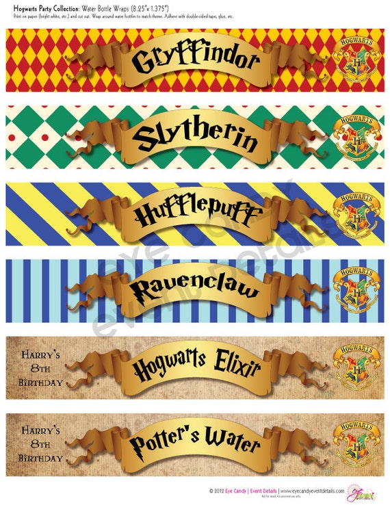 themed banner photo jungle Labels Bottle Hogwarts PRINTABLE Water Potter Inspired Harry