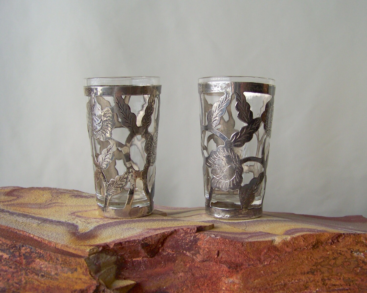 Vintage Shot Glasses Sterling Silver 925 Overlay by CynthiasAttic