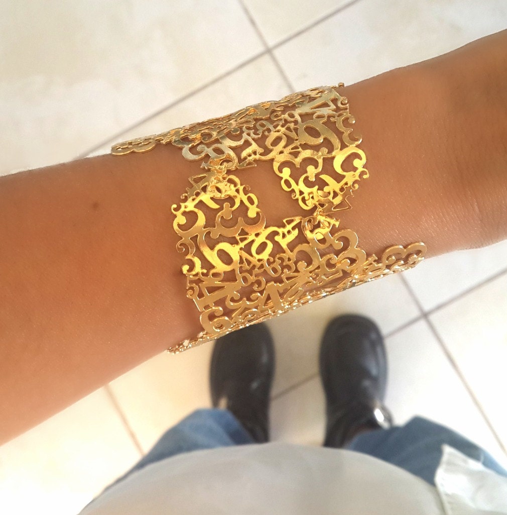 Gold Cuff Bracelet Statement Cuff Bracelet by AiByHilaBinyamin
