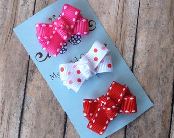 Itty Bitty Bows-Baby Snap Clip Set-Infant Toddler-Fine Hair-Valentines Day